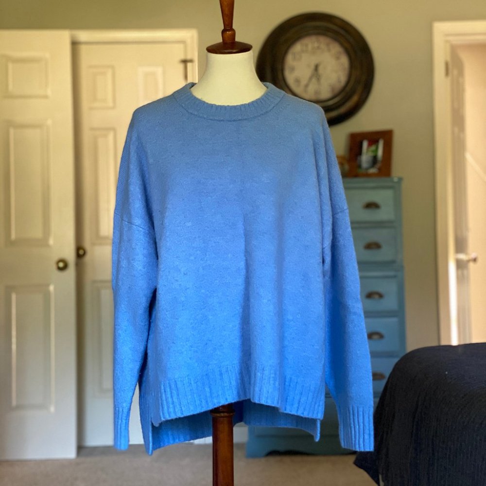 Oversized crewneck sweater in supersoft yarn BLUE